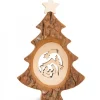 Sapin De Noël En Bois Avec Crèche Ciselee, 12 Cm