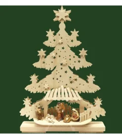 Sapin De Noël Lumineux Led Avec Crèche De Noël Et Personnages Couleurs Ciseles