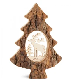 Sapin En Bois Avec Cerf Cisele, 18,5 Cm