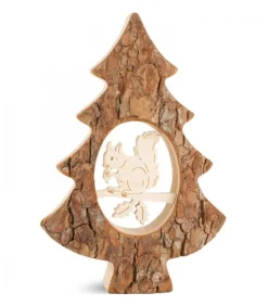 Sapin En Bois Avec Ecureuil Cisele, 18,5 Cm
