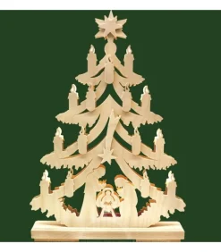 Sapin Lumineux Led En Bois Avec Crèche De Noël