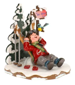 Skieur Au Repos - Village De Noël Miniature