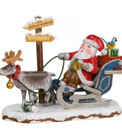 Village De Noël Miniature, Père Noël Sur Traineau Et Rennes