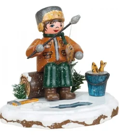 Village De Noël Miniature, Pecheur A La Ligne