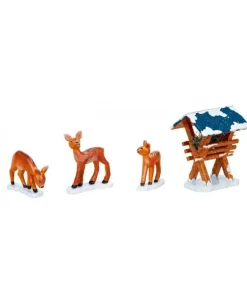 Village De Noël Miniature, 3 Biches Dans LÀ Neige