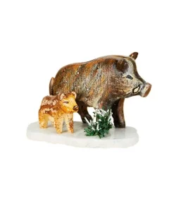 Village De Noël Miniature, Sanglier Et Marcassin